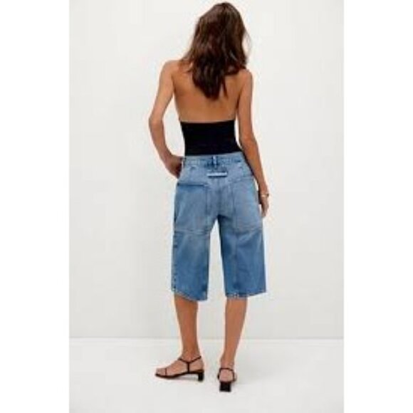 Free People Havasu Slouchy Cropped Jeans Jorts Womens 26 Oversized Y2K 90s Relax - Picture 2 of 9